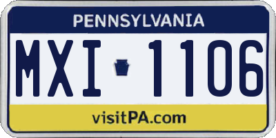 PA license plate MXI1106