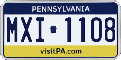 PA license plate MXI1108