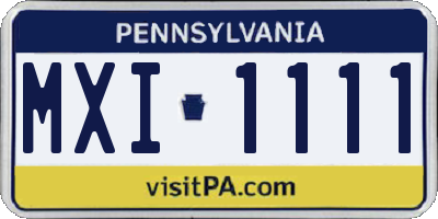 PA license plate MXI1111