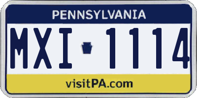 PA license plate MXI1114