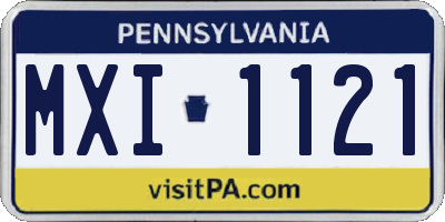 PA license plate MXI1121