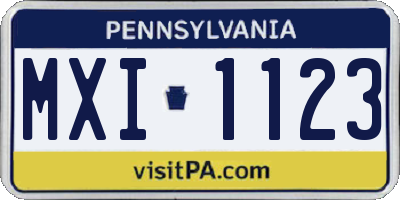 PA license plate MXI1123