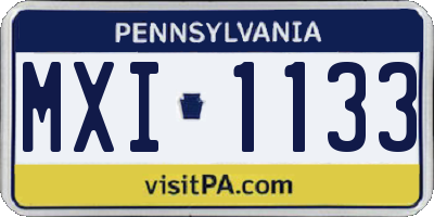 PA license plate MXI1133
