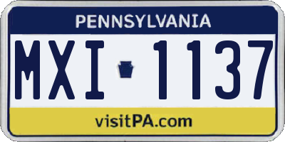 PA license plate MXI1137