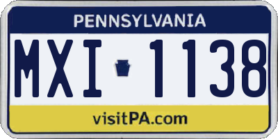 PA license plate MXI1138