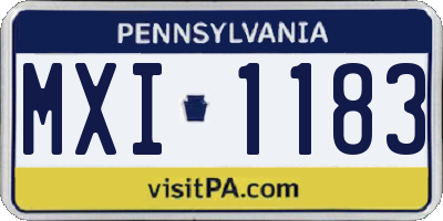 PA license plate MXI1183