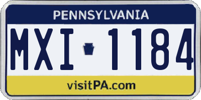 PA license plate MXI1184