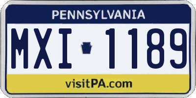 PA license plate MXI1189