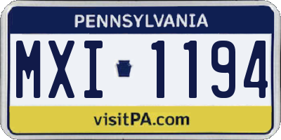PA license plate MXI1194
