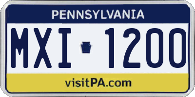 PA license plate MXI1200