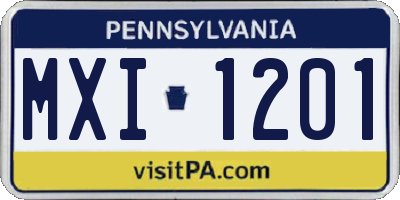 PA license plate MXI1201