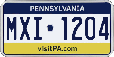PA license plate MXI1204