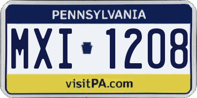 PA license plate MXI1208