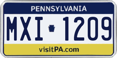 PA license plate MXI1209