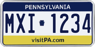 PA license plate MXI1234