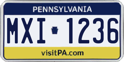 PA license plate MXI1236