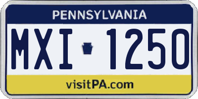 PA license plate MXI1250