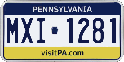 PA license plate MXI1281
