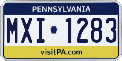 PA license plate MXI1283