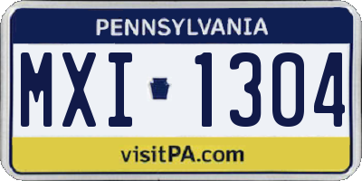 PA license plate MXI1304