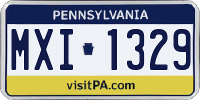 PA license plate MXI1329