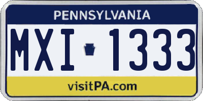 PA license plate MXI1333