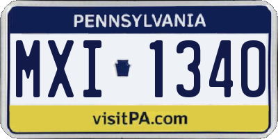 PA license plate MXI1340