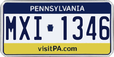 PA license plate MXI1346