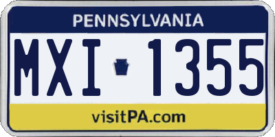 PA license plate MXI1355