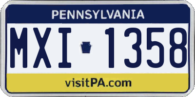 PA license plate MXI1358