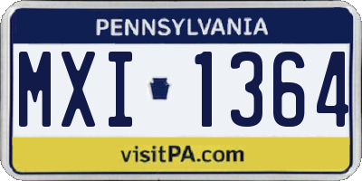 PA license plate MXI1364