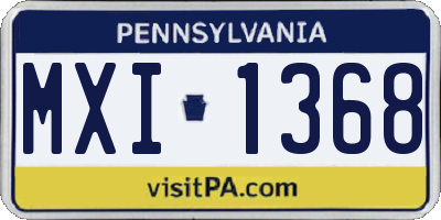 PA license plate MXI1368