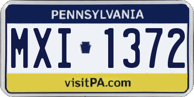 PA license plate MXI1372