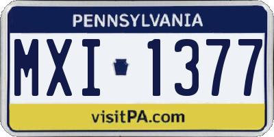 PA license plate MXI1377