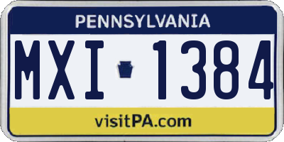 PA license plate MXI1384