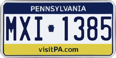PA license plate MXI1385