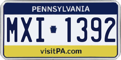 PA license plate MXI1392