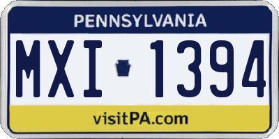 PA license plate MXI1394