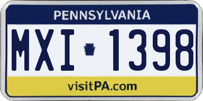PA license plate MXI1398