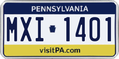 PA license plate MXI1401