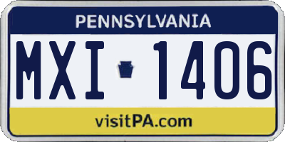 PA license plate MXI1406