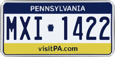 PA license plate MXI1422
