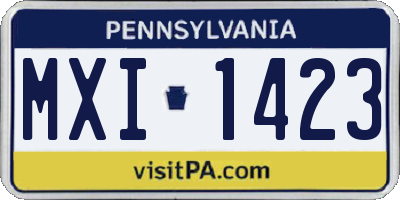 PA license plate MXI1423