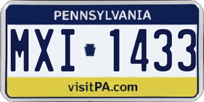 PA license plate MXI1433