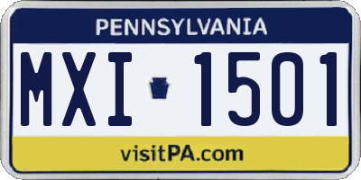PA license plate MXI1501