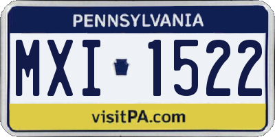 PA license plate MXI1522