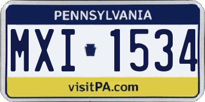 PA license plate MXI1534