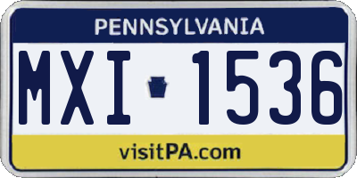 PA license plate MXI1536