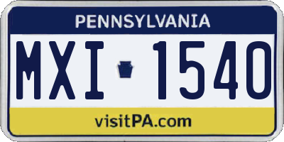 PA license plate MXI1540