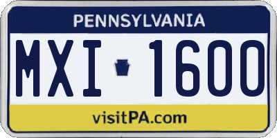 PA license plate MXI1600